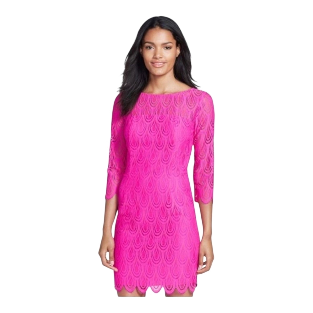 Lilly Pulitzer Magenta Hera Lace Sheath Mini Dress - Size 6